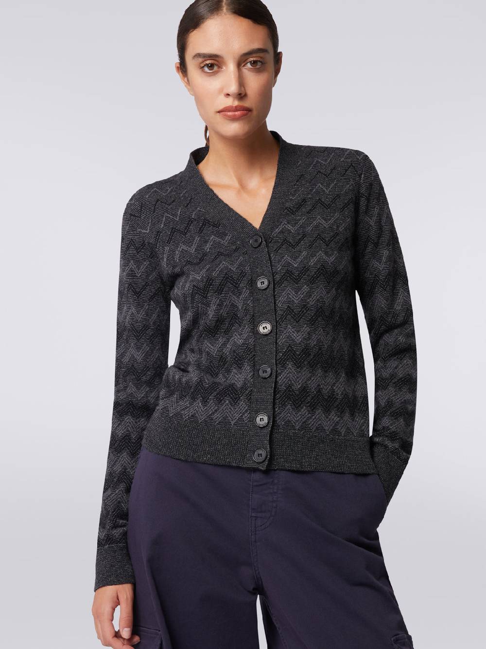 Missoni Cardigan con scollo a V in cachemire con zig zag 2025