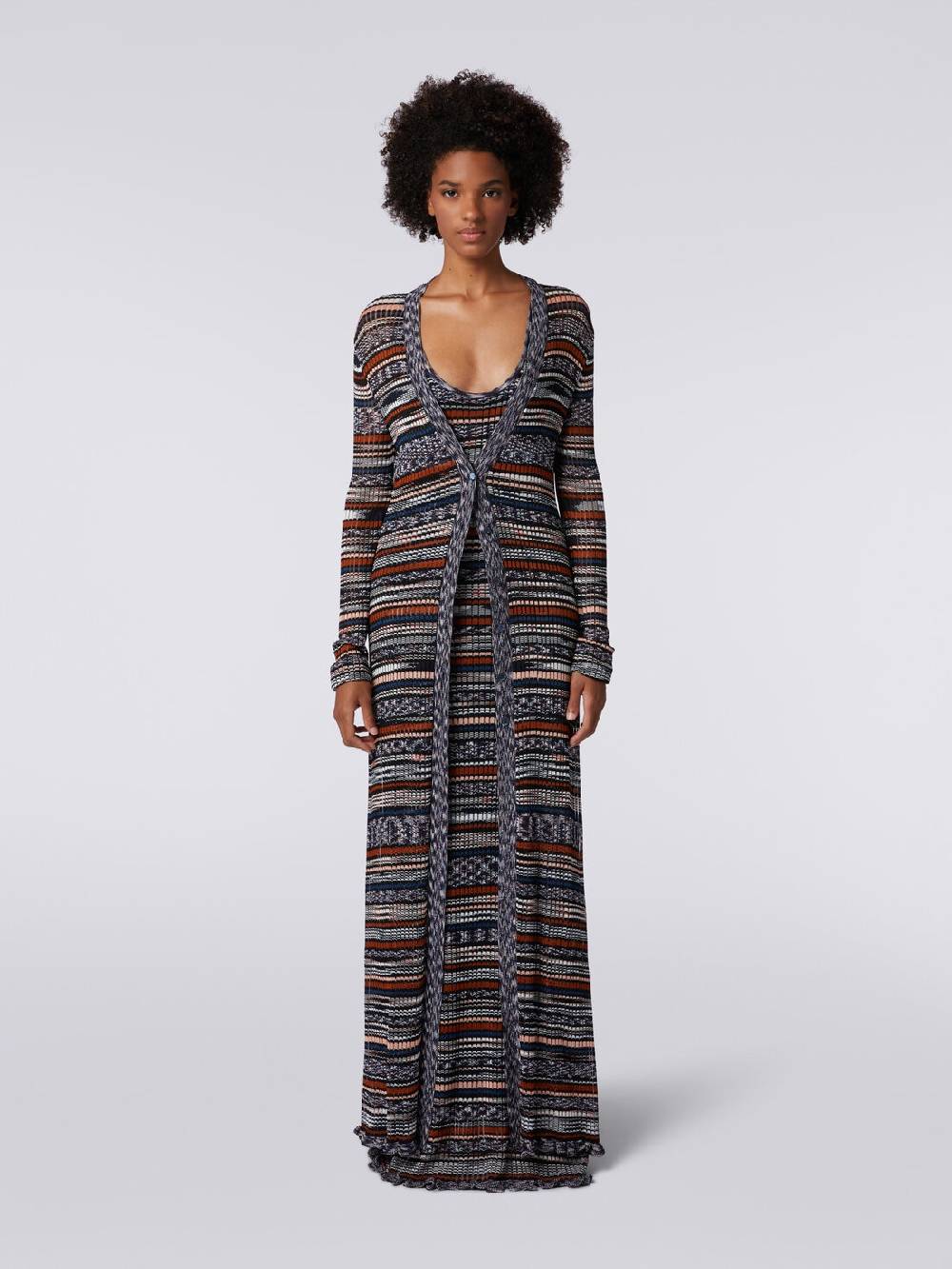 Missoni Cardigan lungo a costine in viscosa fiammata Italia