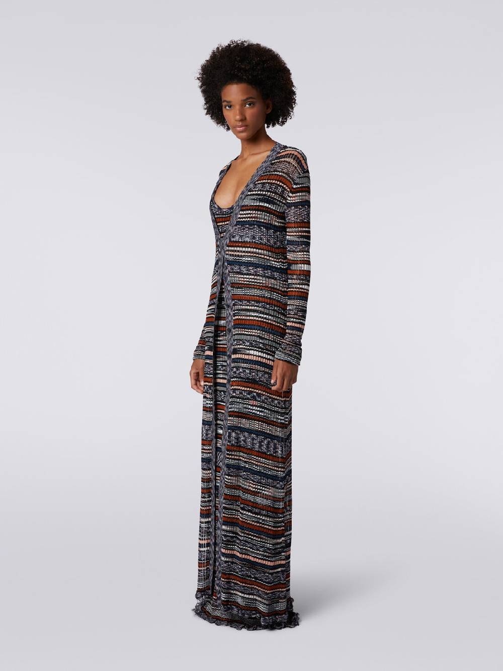 Missoni Cardigan lungo a costine in viscosa fiammata Italia