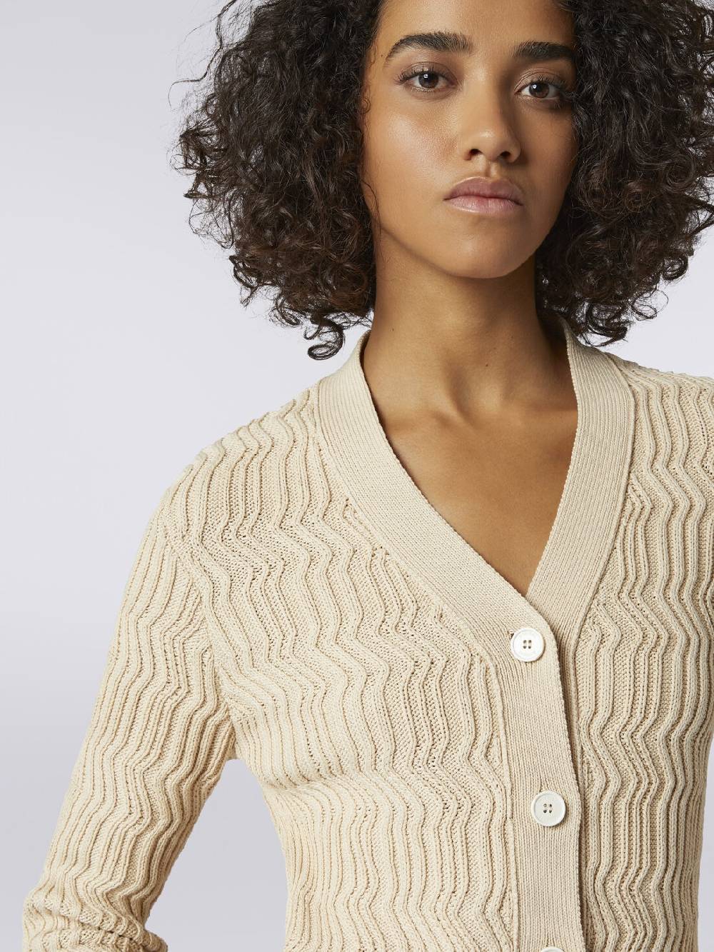 Missoni Cardigan in cotone con nervature verticali a rilievo In Linea