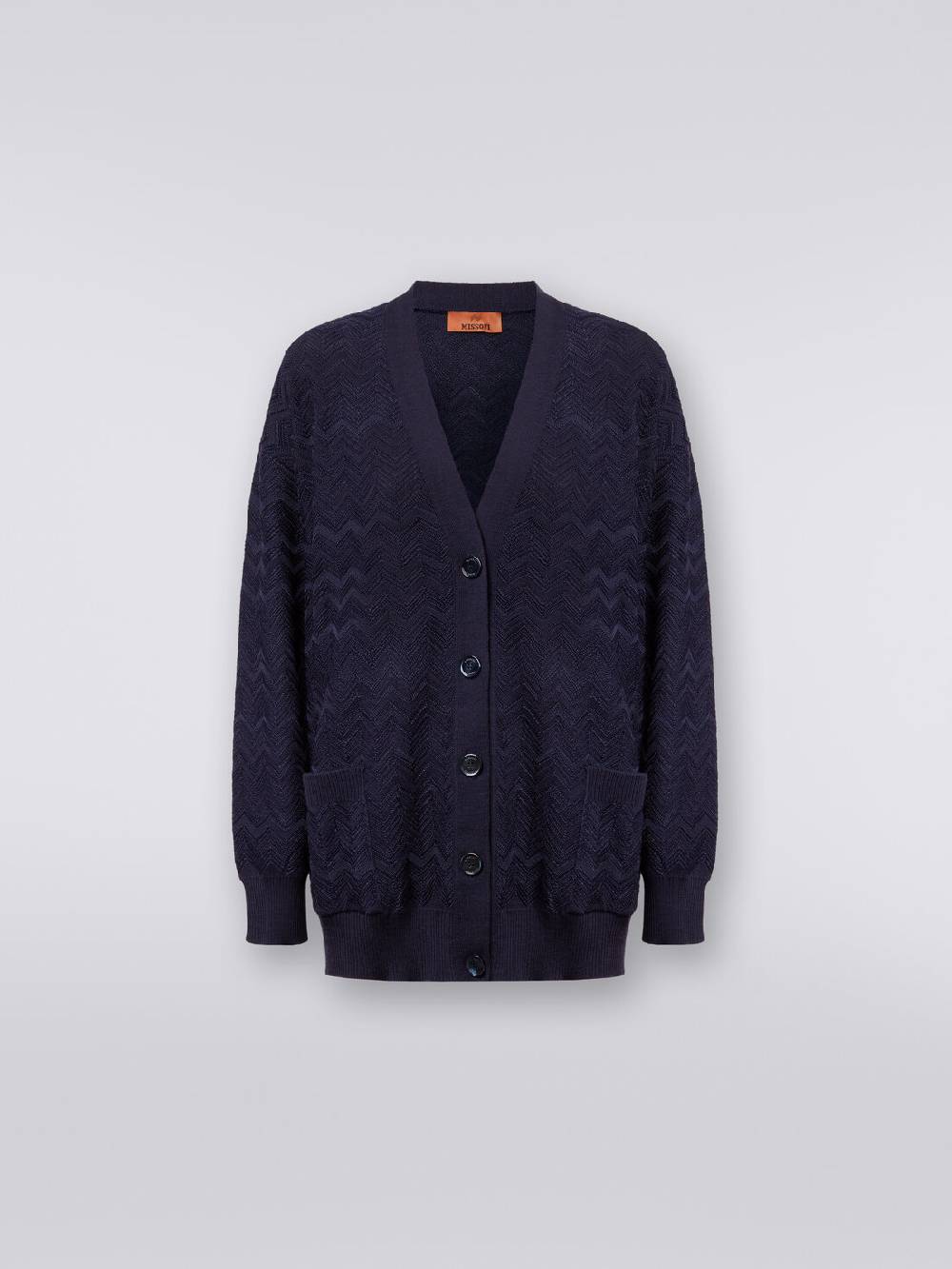 Missoni Cardigan oversize in maglia di viscosa e lana chevron Nuovo