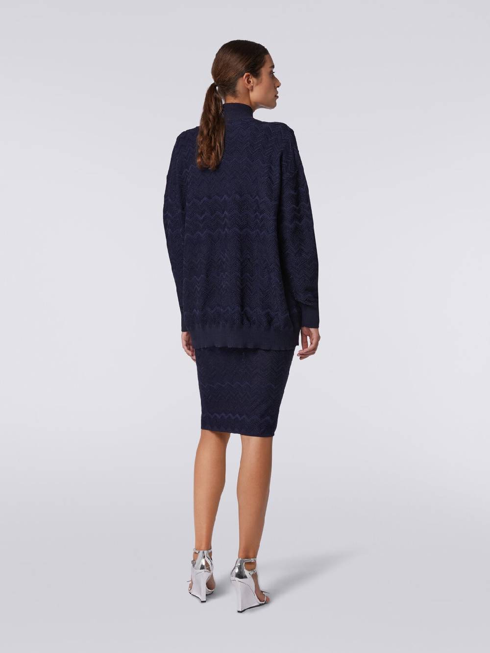 Missoni Cardigan oversize in maglia di viscosa e lana chevron Nuovo