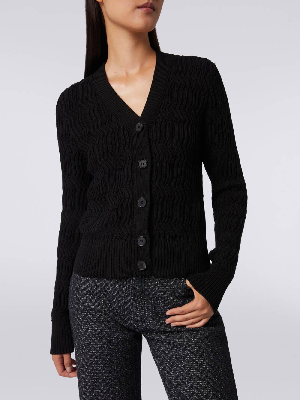 Missoni Cardigan in cotone con nervature verticali a rilievo Qualità