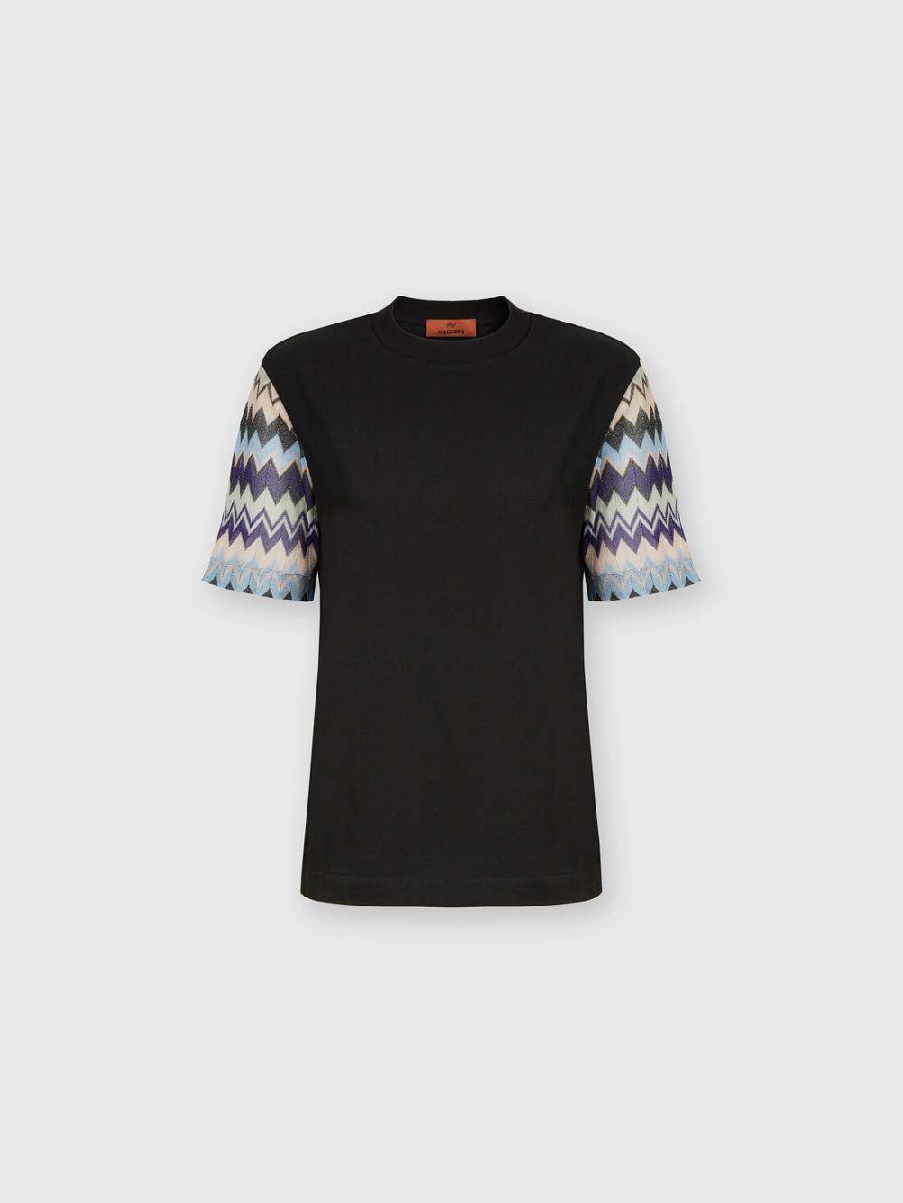 Missoni T-shirt in jersey di cotone con maniche in maglia zig zag Promozione