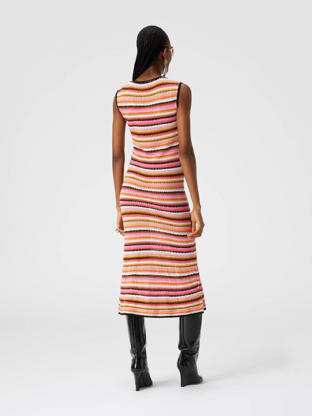 Missoni Abito midi senza maniche in lana e viscosa a righe Spedizione Gratuita