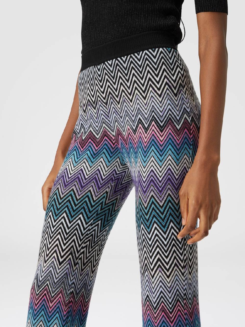 Missoni Pantaloni flare in lana zig zag Pezzi Unici