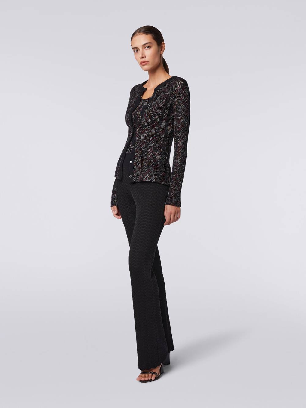 Missoni Cardigan corto in maglia di lana e viscosa con zig zag in rilievo Promozione Limitata