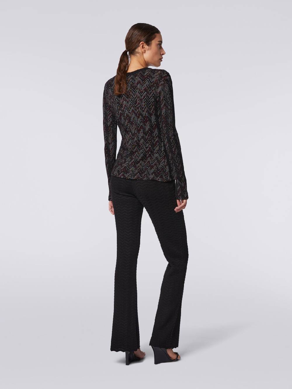 Missoni Cardigan corto in maglia di lana e viscosa con zig zag in rilievo Promozione Limitata
