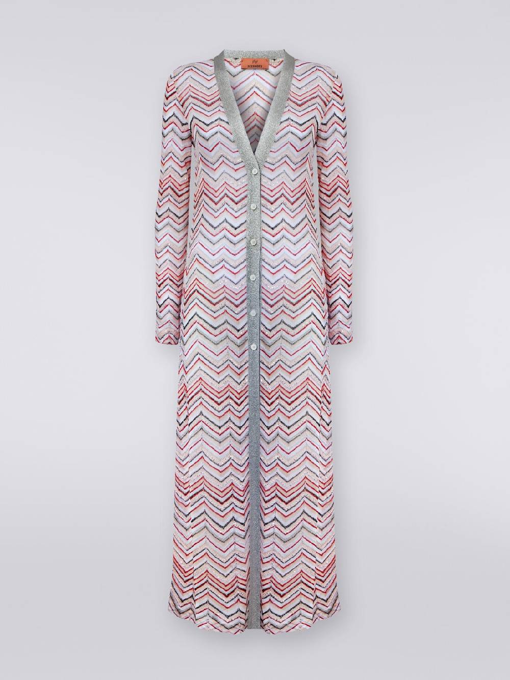 Missoni Cardigan lungo in maglia zig zag con lurex e paillettes Prezzo Ridotto