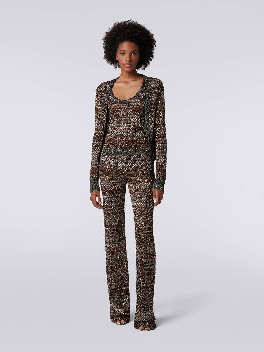 Missoni Cardigan corto in maglia a rete con paillettes Presa
