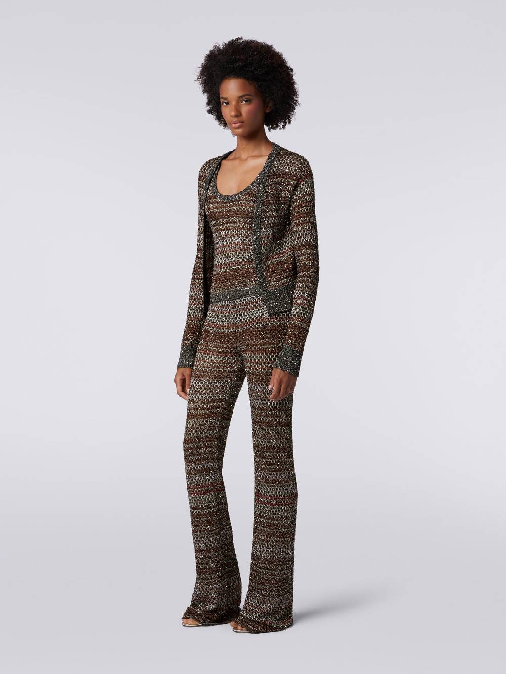 Missoni Cardigan corto in maglia a rete con paillettes Presa