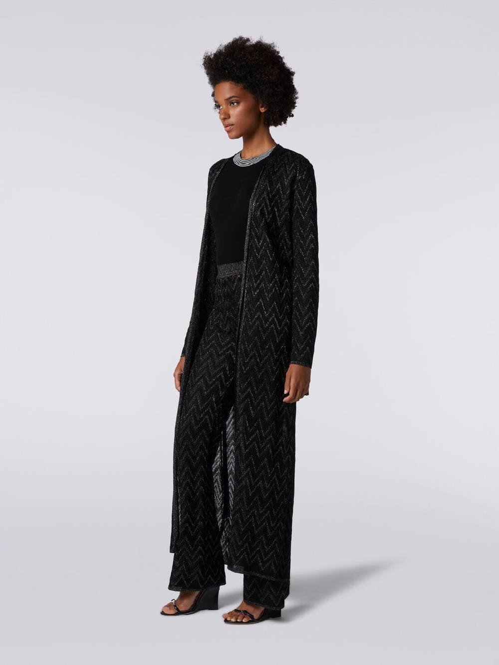 Missoni Cardigan lungo in maglia chevron con lurex Economico