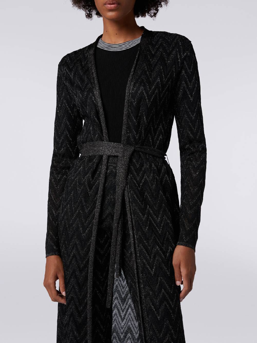 Missoni Cardigan lungo in maglia chevron con lurex Economico