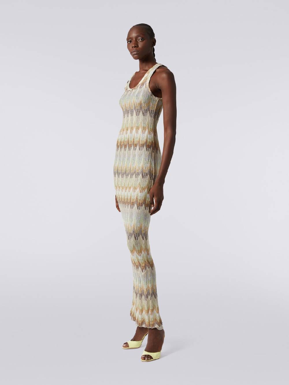 Missoni Abito lungo smanicato in viscosa zig zag con lurex Online