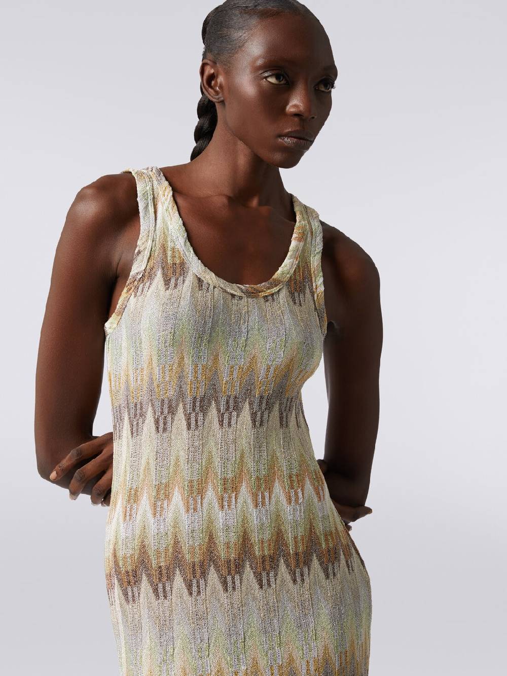 Missoni Abito lungo smanicato in viscosa zig zag con lurex Online