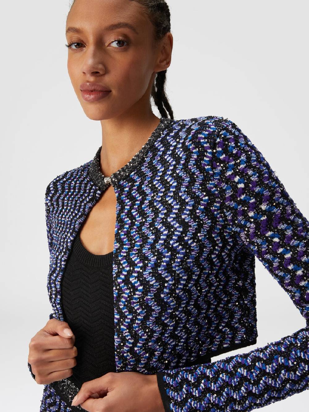 Missoni Cardigan zig zag goffrato con paillettes In Vendita