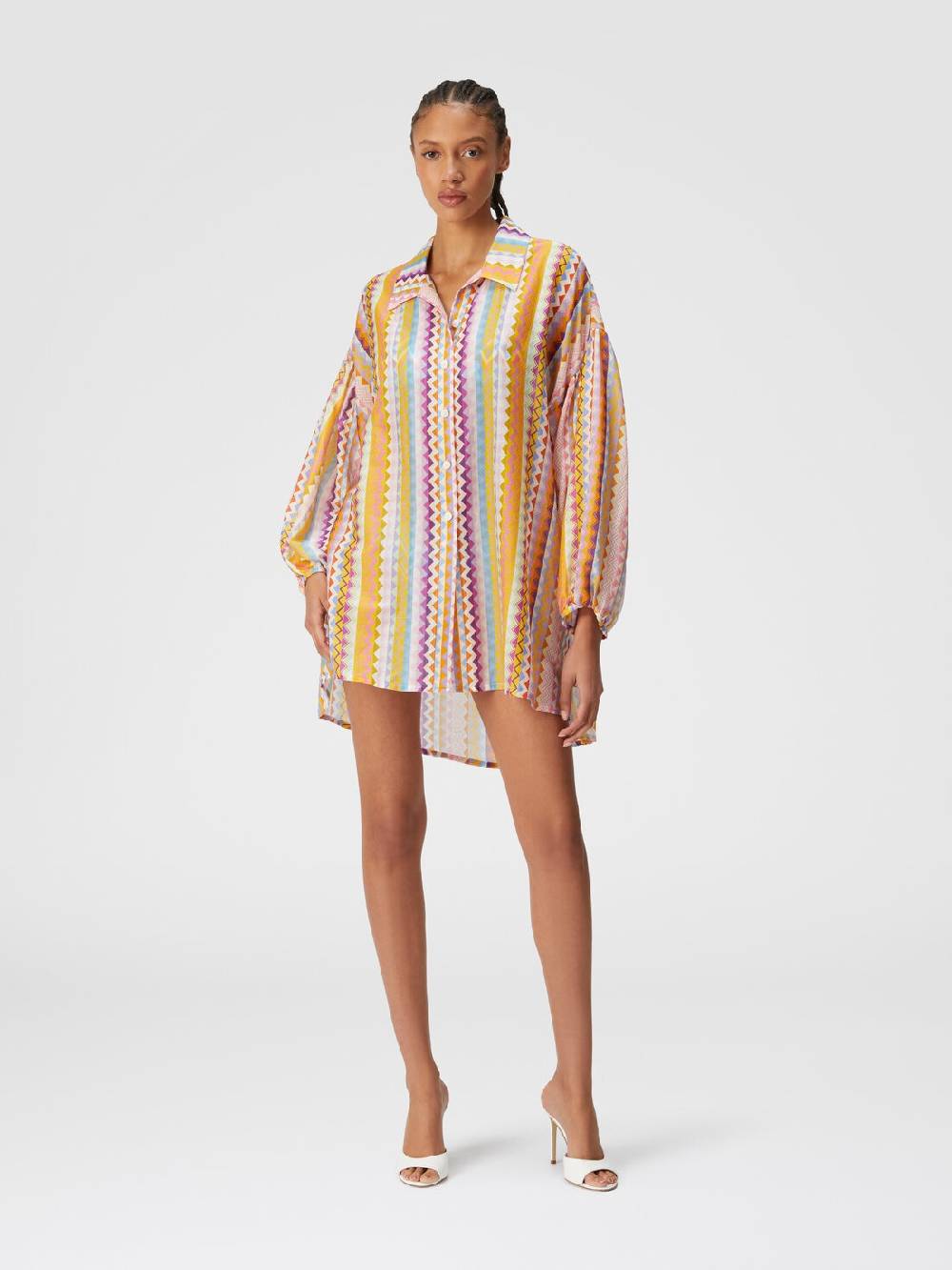 Missoni Blusa oversize in seta e cotone stampa zig zag Vendita Calda