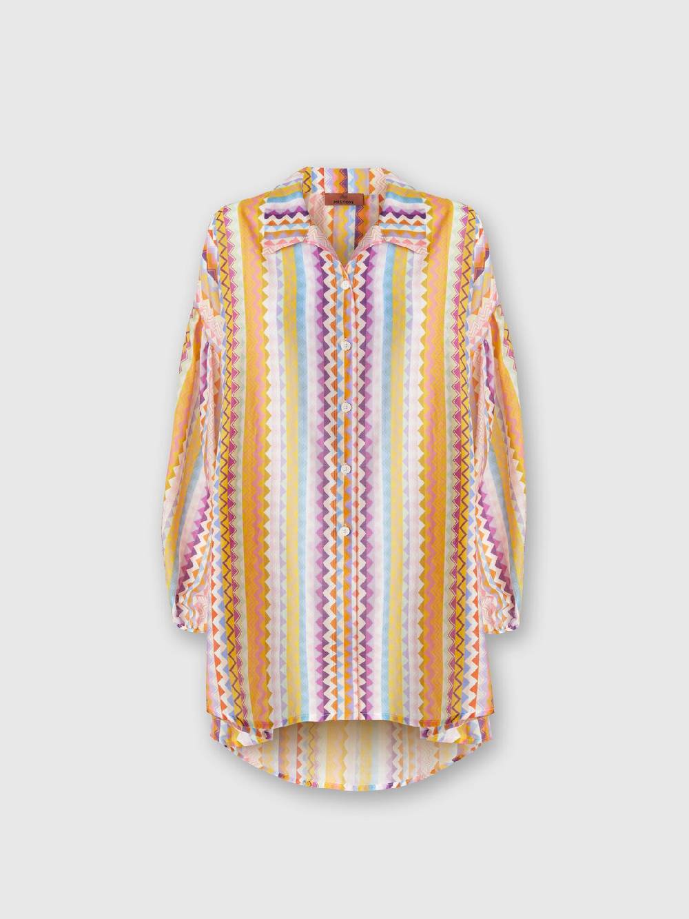 Missoni Blusa oversize in seta e cotone stampa zig zag Vendita Calda