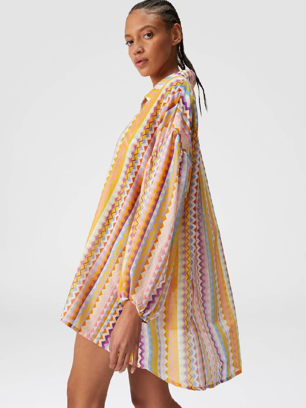 Missoni Blusa oversize in seta e cotone stampa zig zag Vendita Calda