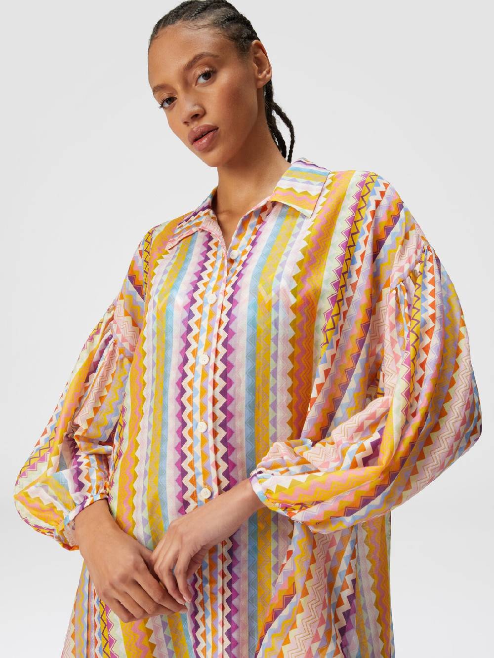 Missoni Blusa oversize in seta e cotone stampa zig zag Vendita Calda