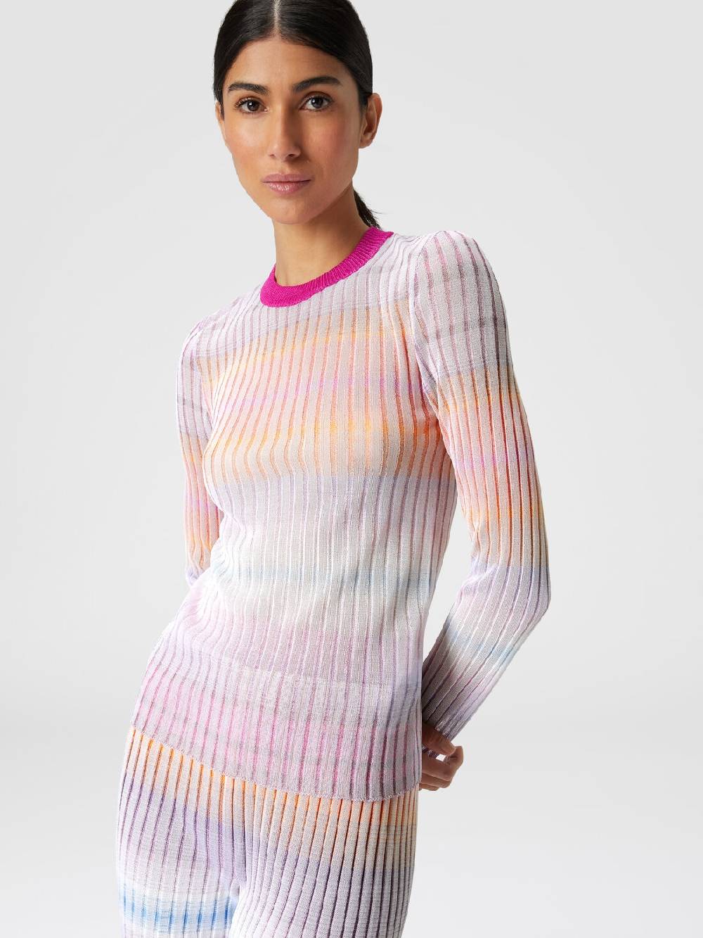 Missoni Maglia girocollo a coste con colletto a contrasto Vendita Economica