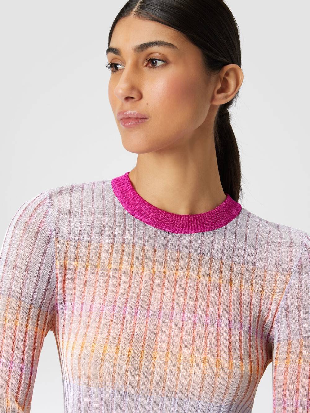 Missoni Maglia girocollo a coste con colletto a contrasto Vendita Economica