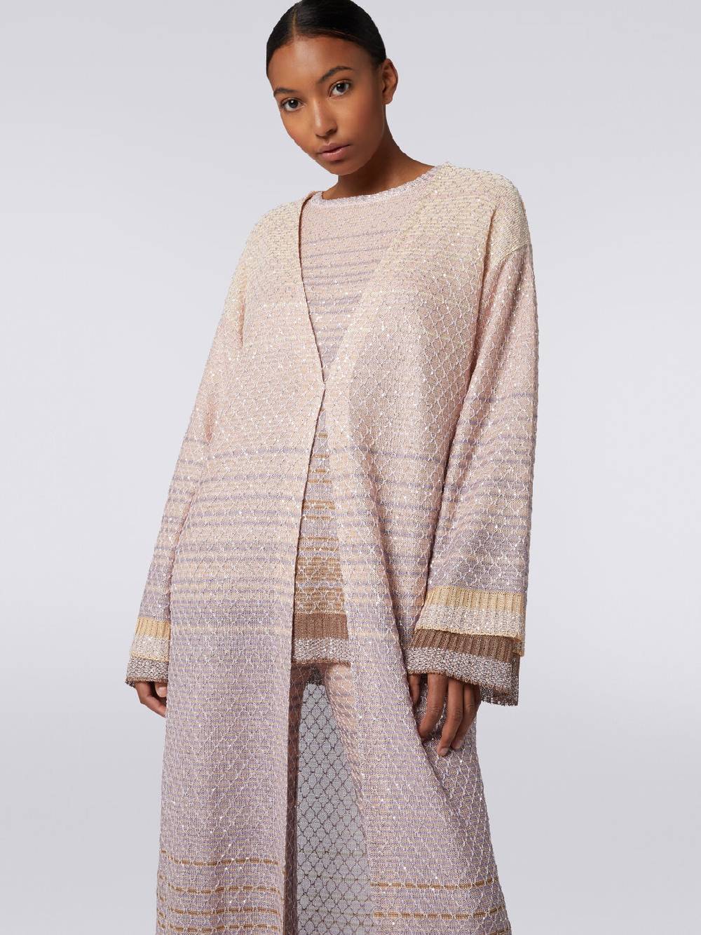 Missoni Cardigan lungo in maglia dégradé con paillettes In Saldo