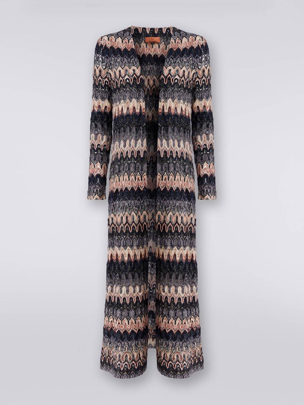 Missoni Cardigan lungo in maglia lamé con motivo a onde effetto pizzo Nuova