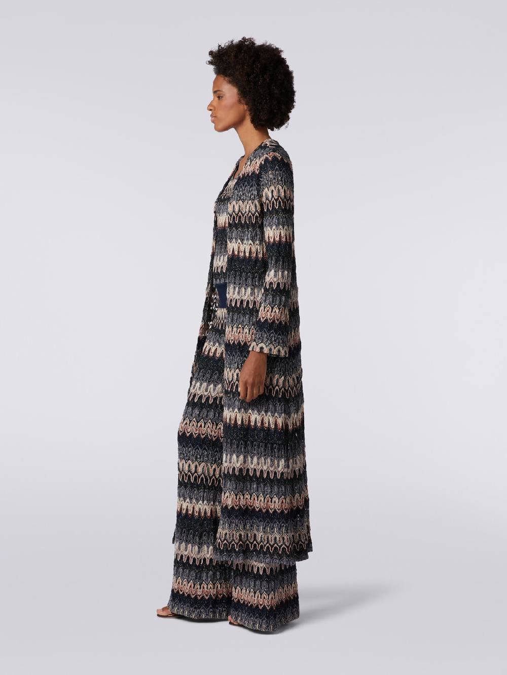 Missoni Cardigan lungo in maglia lamé con motivo a onde effetto pizzo Nuova