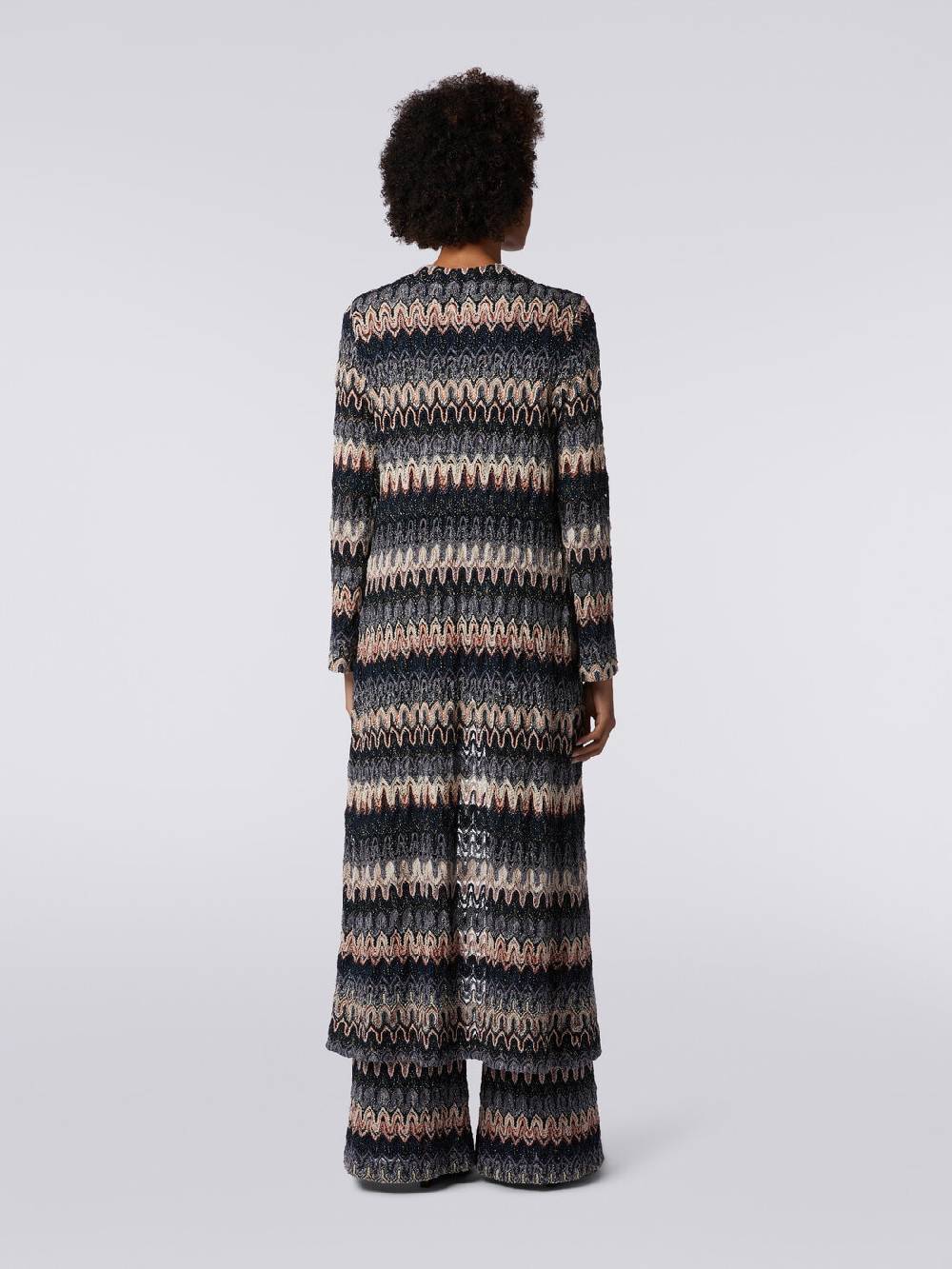 Missoni Cardigan lungo in maglia lamé con motivo a onde effetto pizzo Nuova