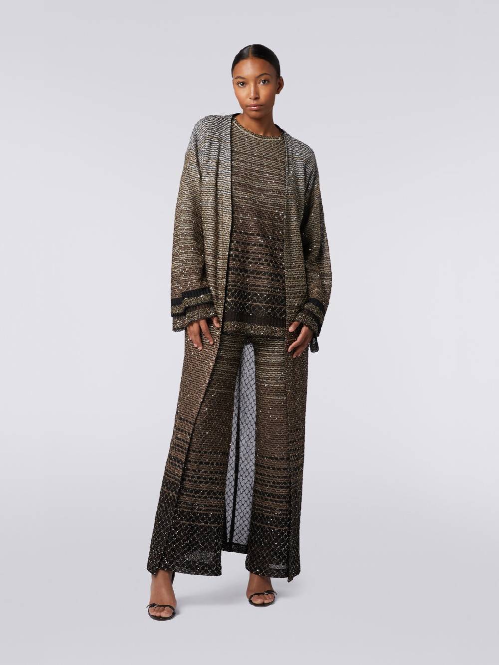 Missoni Cardigan lungo in maglia dégradé con paillettes Moda