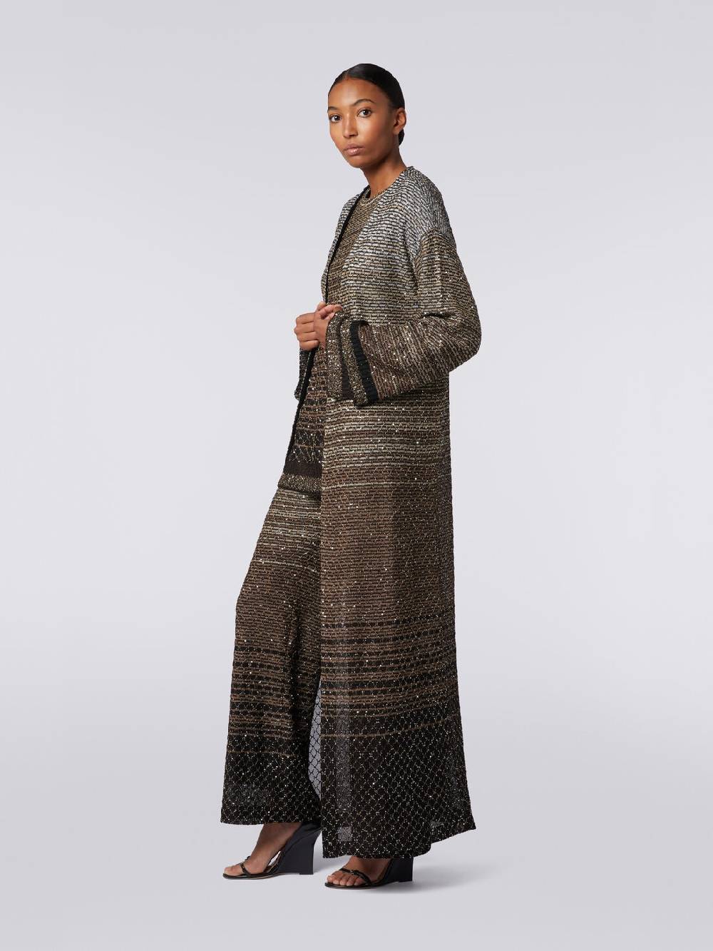Missoni Cardigan lungo in maglia dégradé con paillettes Moda