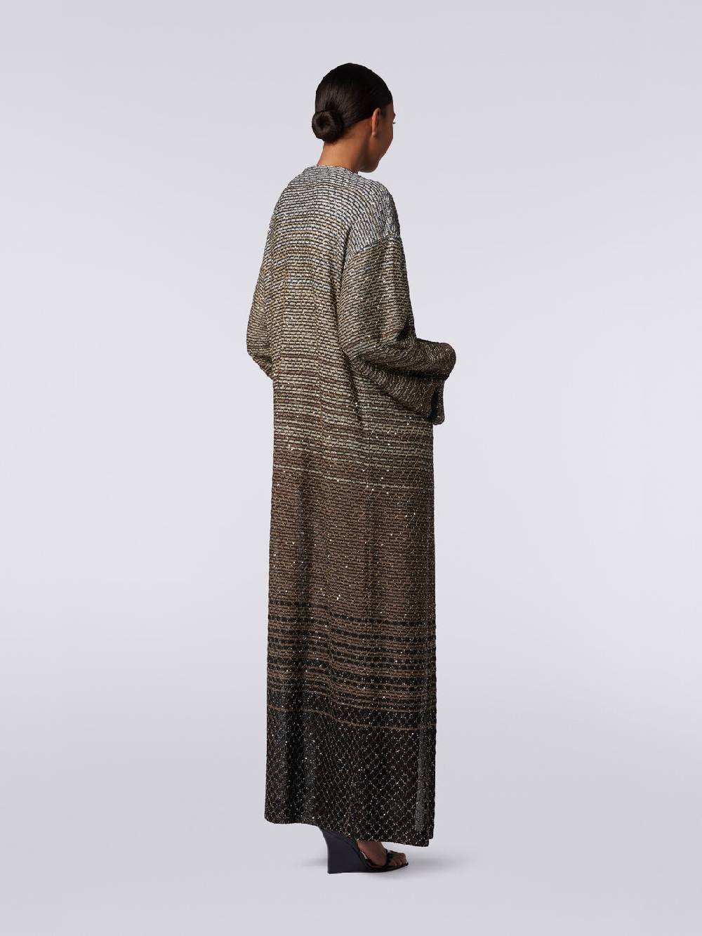 Missoni Cardigan lungo in maglia dégradé con paillettes Moda