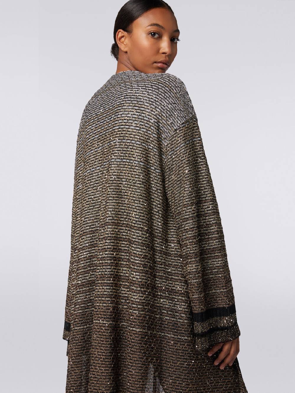 Missoni Cardigan lungo in maglia dégradé con paillettes Moda