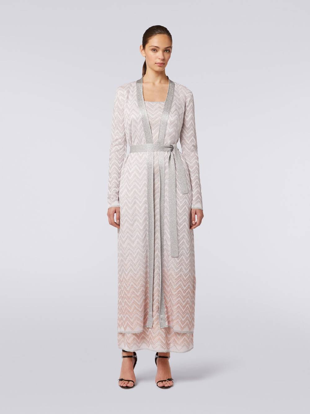 Missoni Cardigan lungo in maglia chevron con lurex Spedizione gratuita
