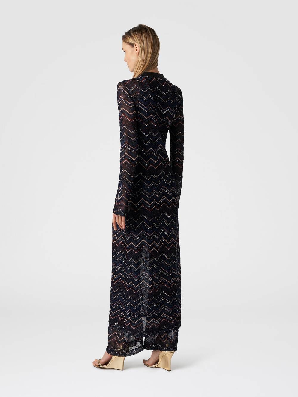 Missoni Cardigan lungo in maglia zig zag con lurex e paillettes Sconto di tempo limitato