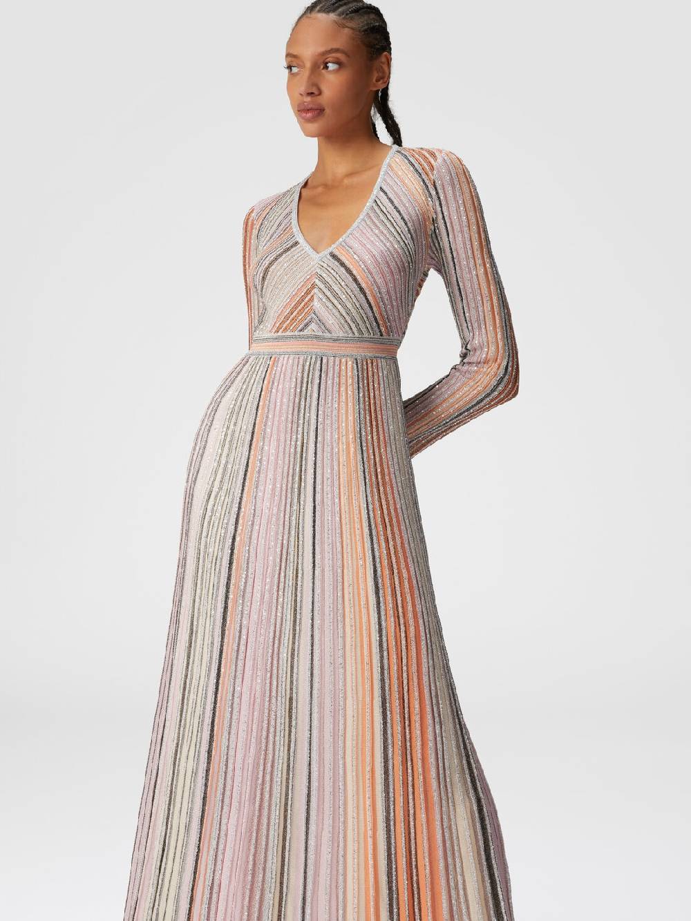 Missoni Abito lungo in maglia plissée lamé Offerta speciale
