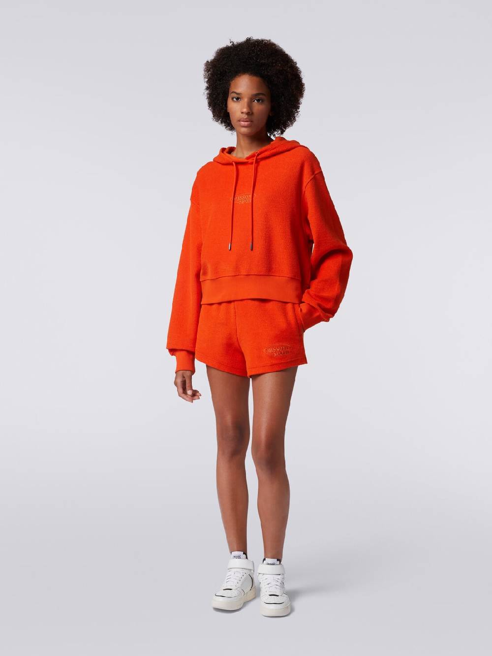 Missoni Felpa garzata crop con cappuccio e logo Offerta natalizia