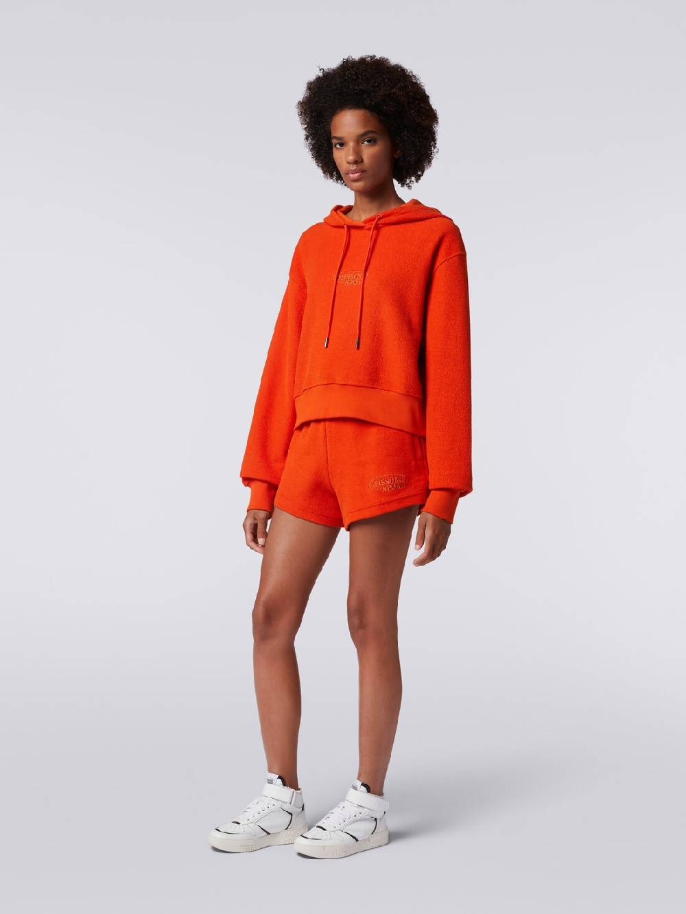 Missoni Felpa garzata crop con cappuccio e logo Offerta natalizia