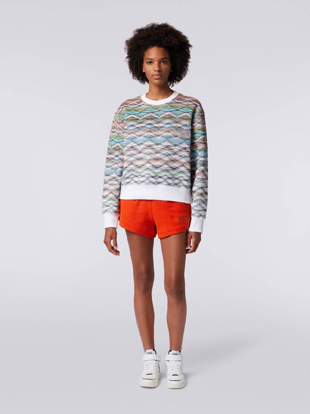 Missoni Felpa girocollo in maglia con lurex e logo Offerta Pasqua