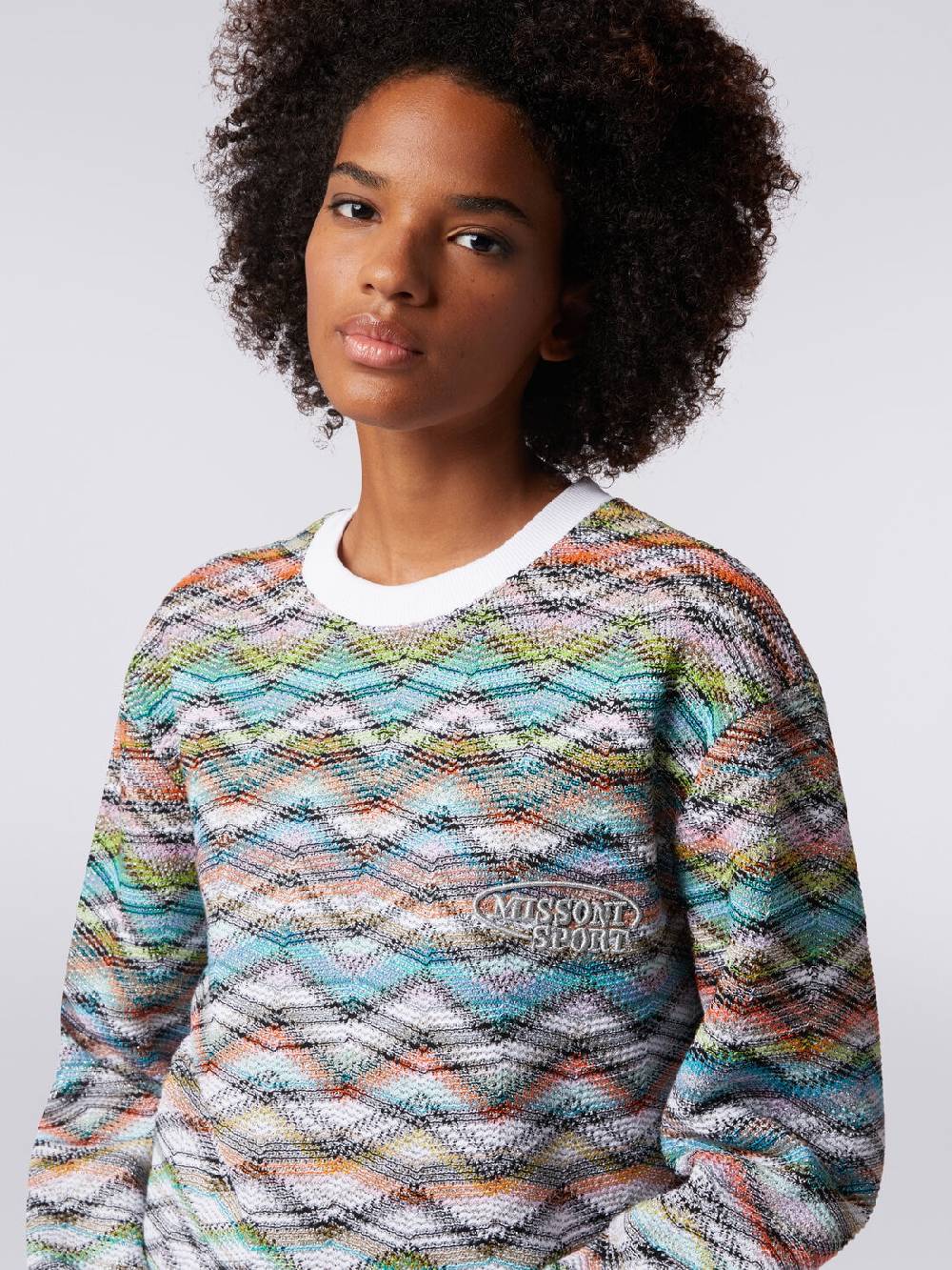 Missoni Felpa girocollo in maglia con lurex e logo Offerta Pasqua