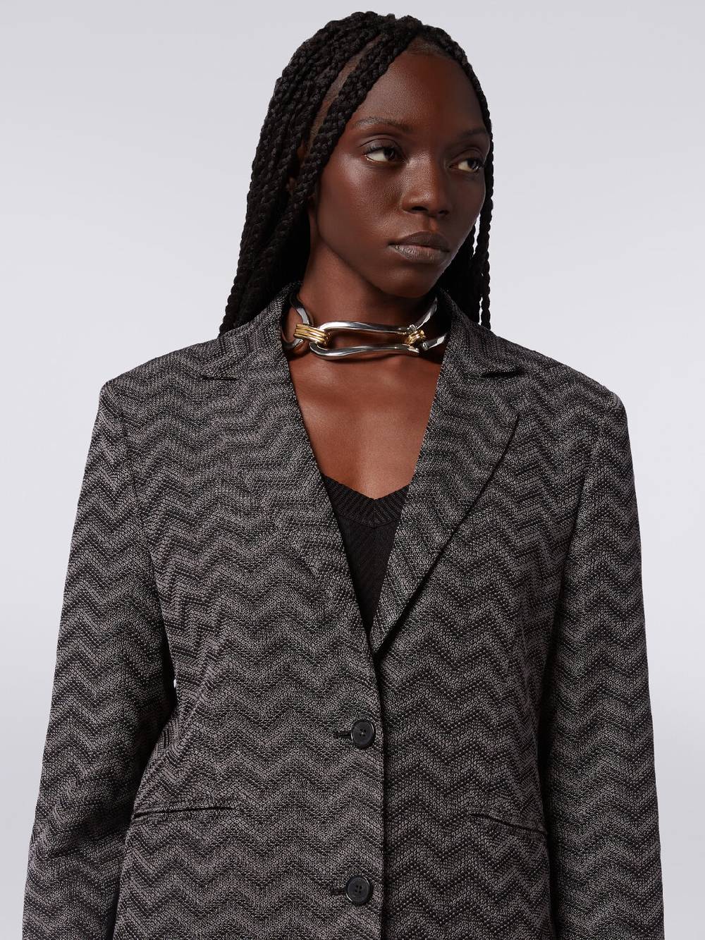 Missoni Blazer monopetto in cotone chevron Smaltimento dello stoccaggio
