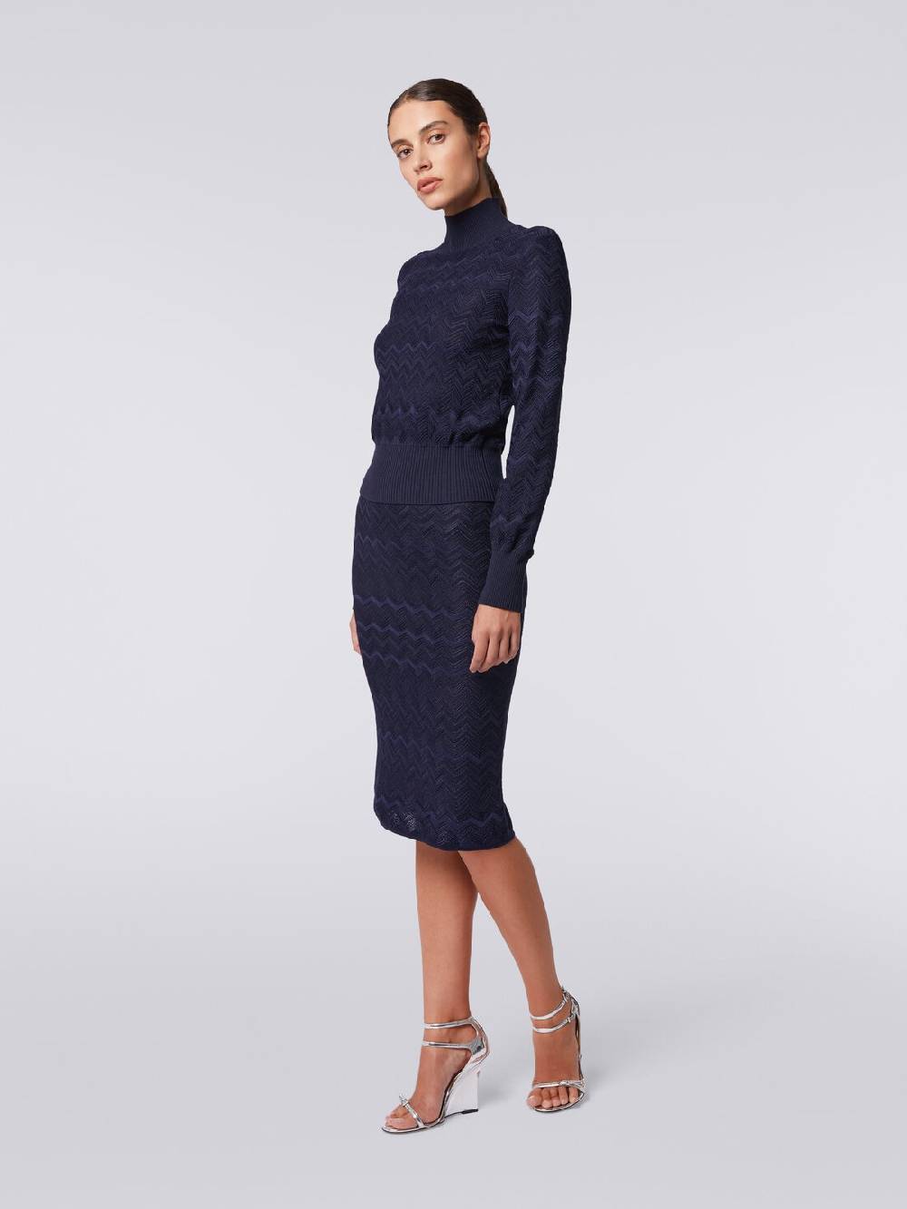 Missoni Gonna midi in viscosa e lana chevron Offerta migliore