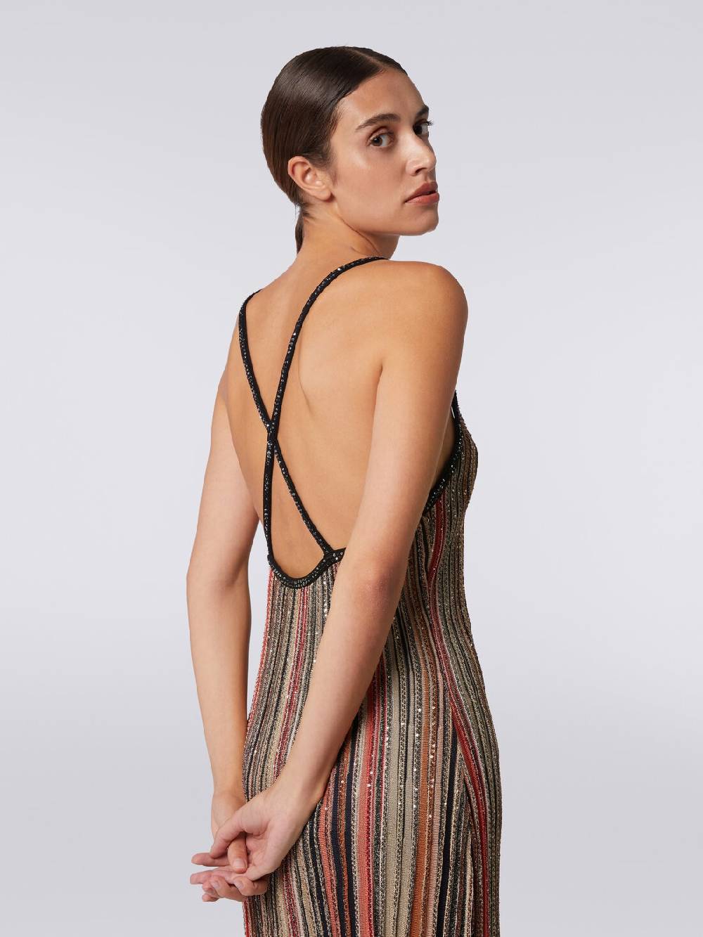 Missoni Mini-abito in maglia a righe verticali con paillettes Latest fashion