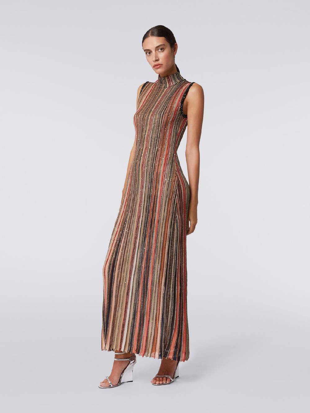 Missoni Abito lungo in maglia a righe verticali con paillettes Online Outlet