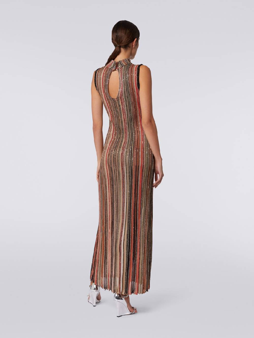 Missoni Abito lungo in maglia a righe verticali con paillettes Online Outlet