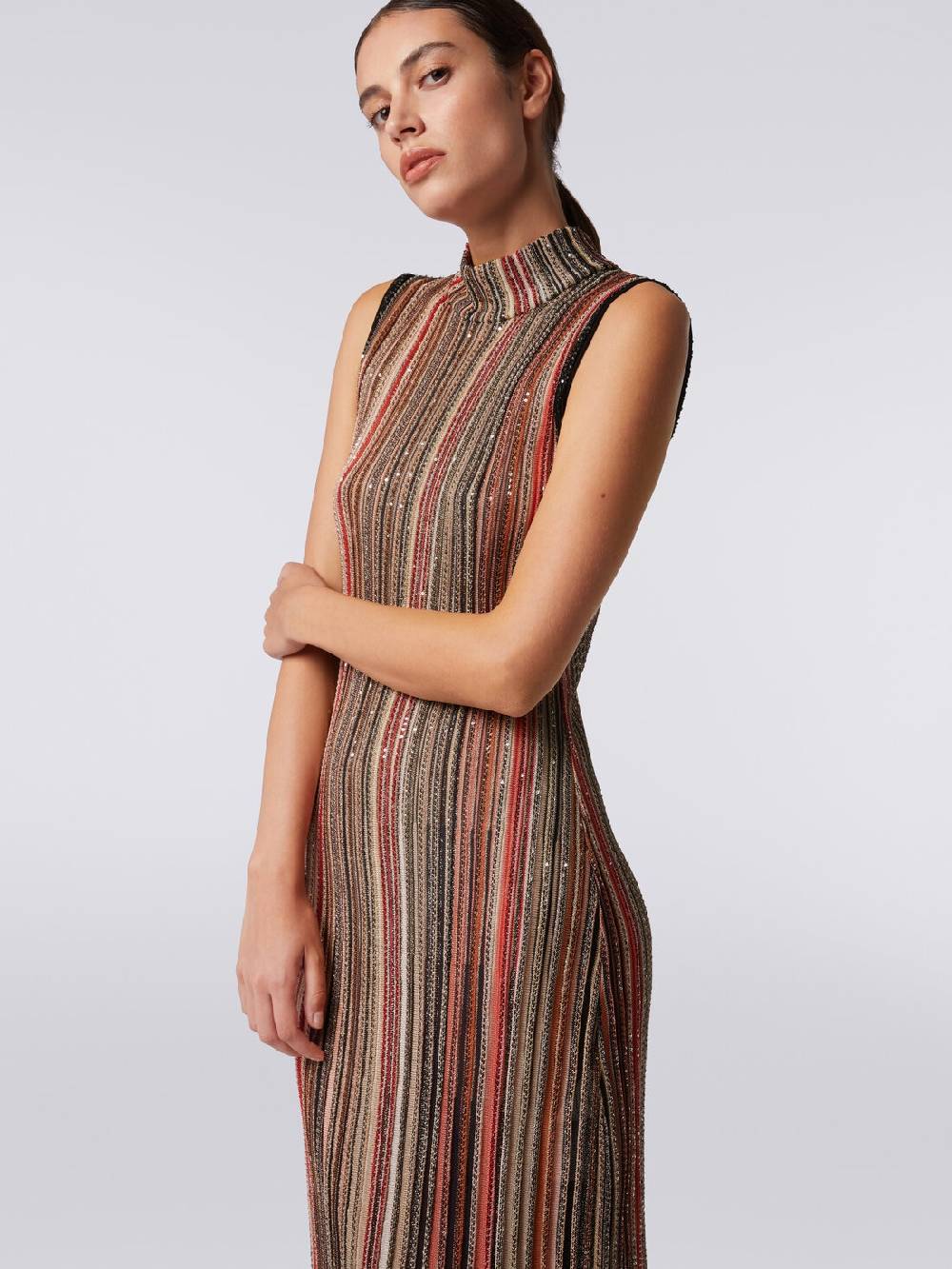 Missoni Abito lungo in maglia a righe verticali con paillettes Online Outlet