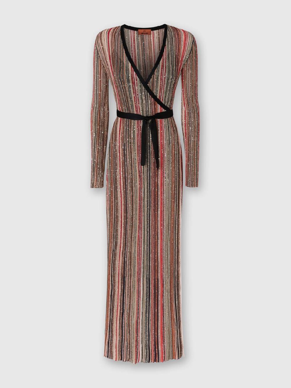 Missoni Abito lungo con chiusura a portafoglio e paillettes Offerta temporanea