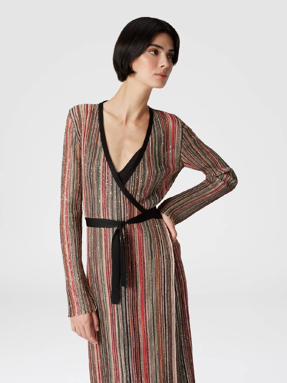 Missoni Abito lungo con chiusura a portafoglio e paillettes Offerta temporanea