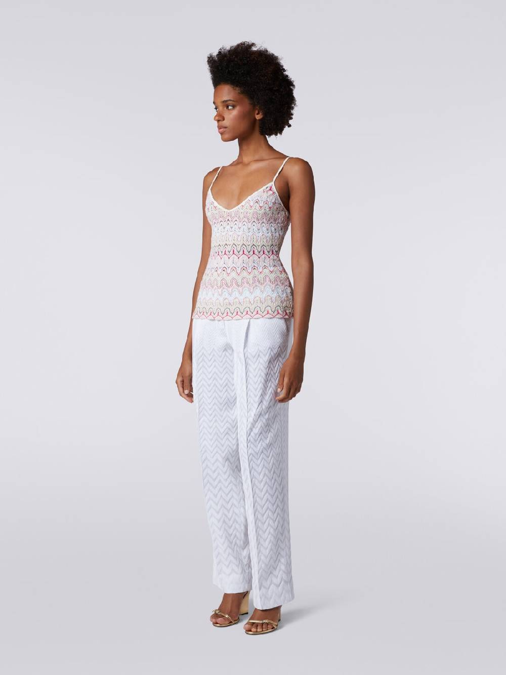 Missoni Top con scollatura a V e spalline in misto viscosa a onde effetto pizzo Grandi sconti